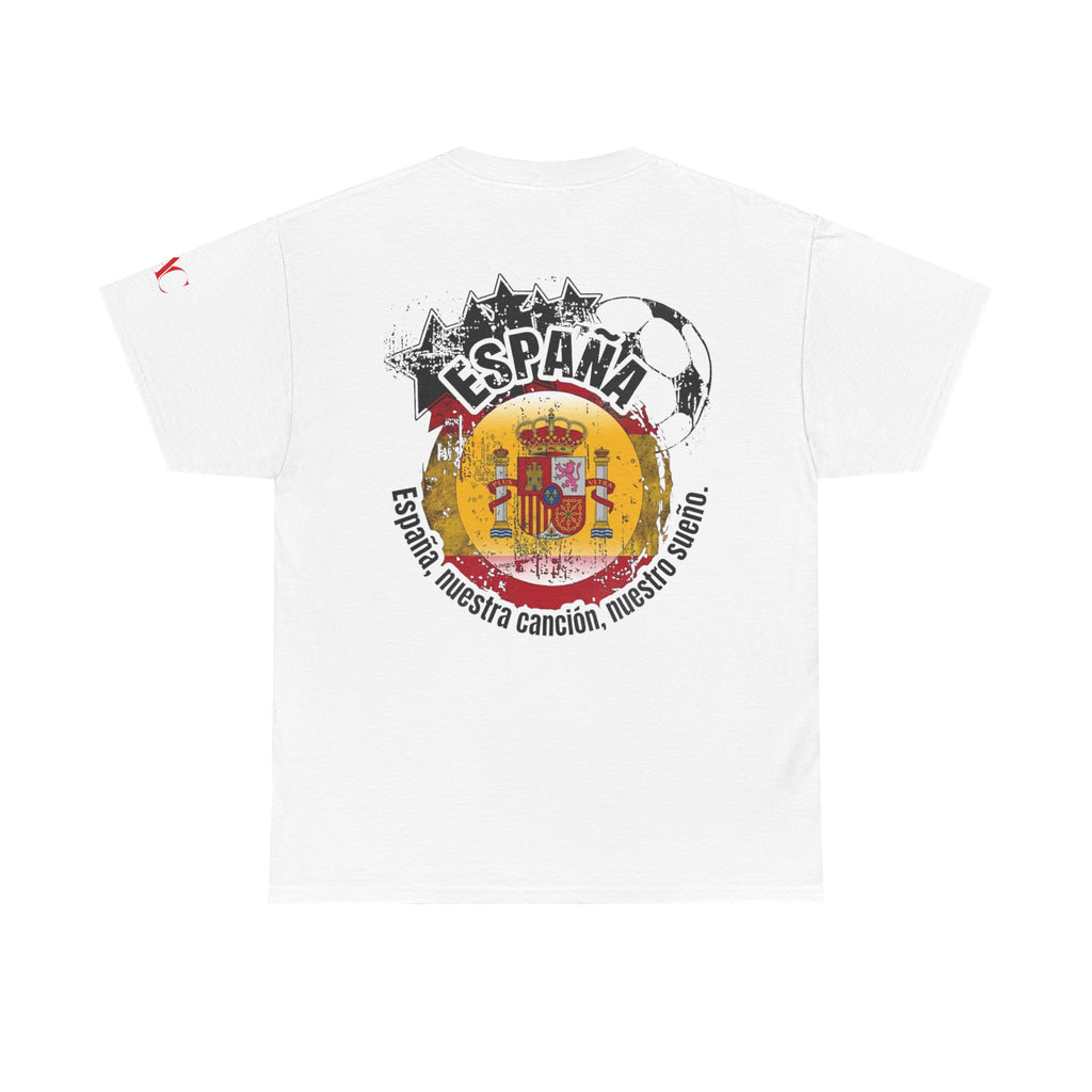 T-Shirt mit spanischer Flagge und Pinselstrich-Motiv | Fußball-Wappen Spaniens auf dem Rücken