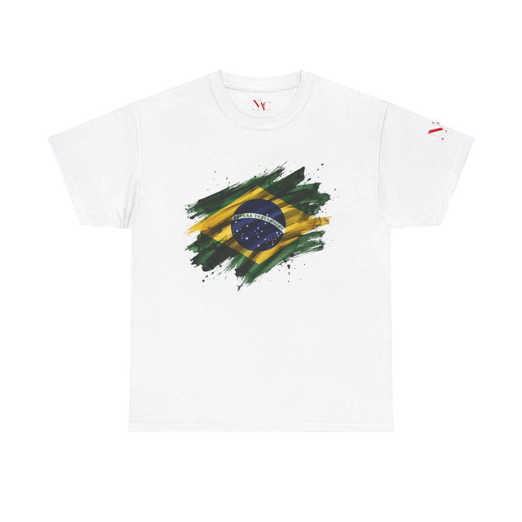 T-Shirt mit Brasilien-Flagge im Pinselstrich-Design | Grafik zu Karneval und Fußball in Brasilien