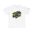 T-Shirt mit Brasilien-Flagge im Pinselstrich-Design | Grafik zu Karneval und Fußball in Brasilien