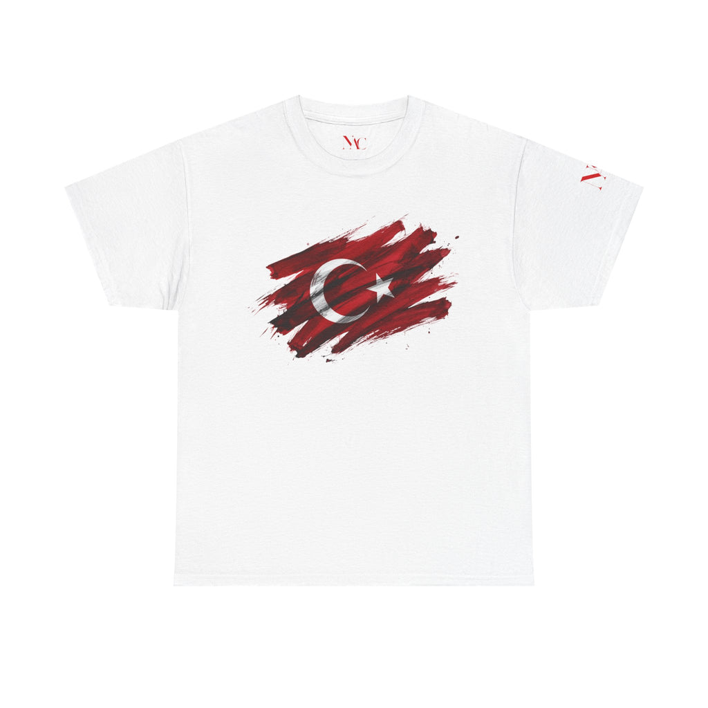 T-Shirt mit türkischer Flagge im Pinselstrich-Design | T-Shirt mit türkischem Fußball-Wappen