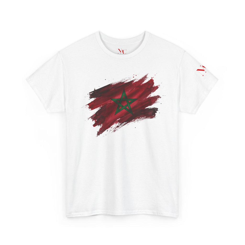 T-Shirt mit Marokko-Flagge im Pinselstrich-Design | Marokko-Fußball: Eine Nation, ein Traum