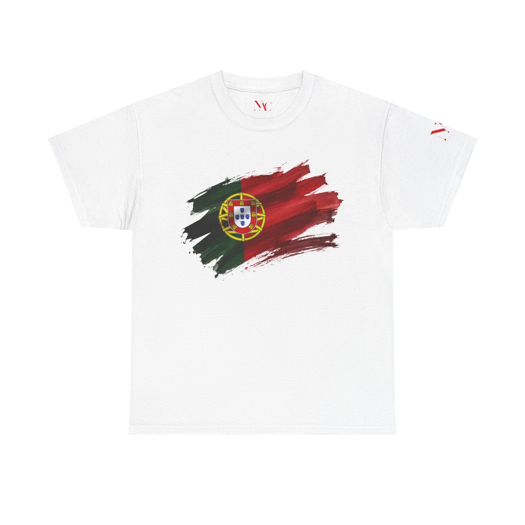 T-Shirt mit Portugal-Flagge im Pinselstrich-Design | T-Shirt mit Portugal-Fußballwappen