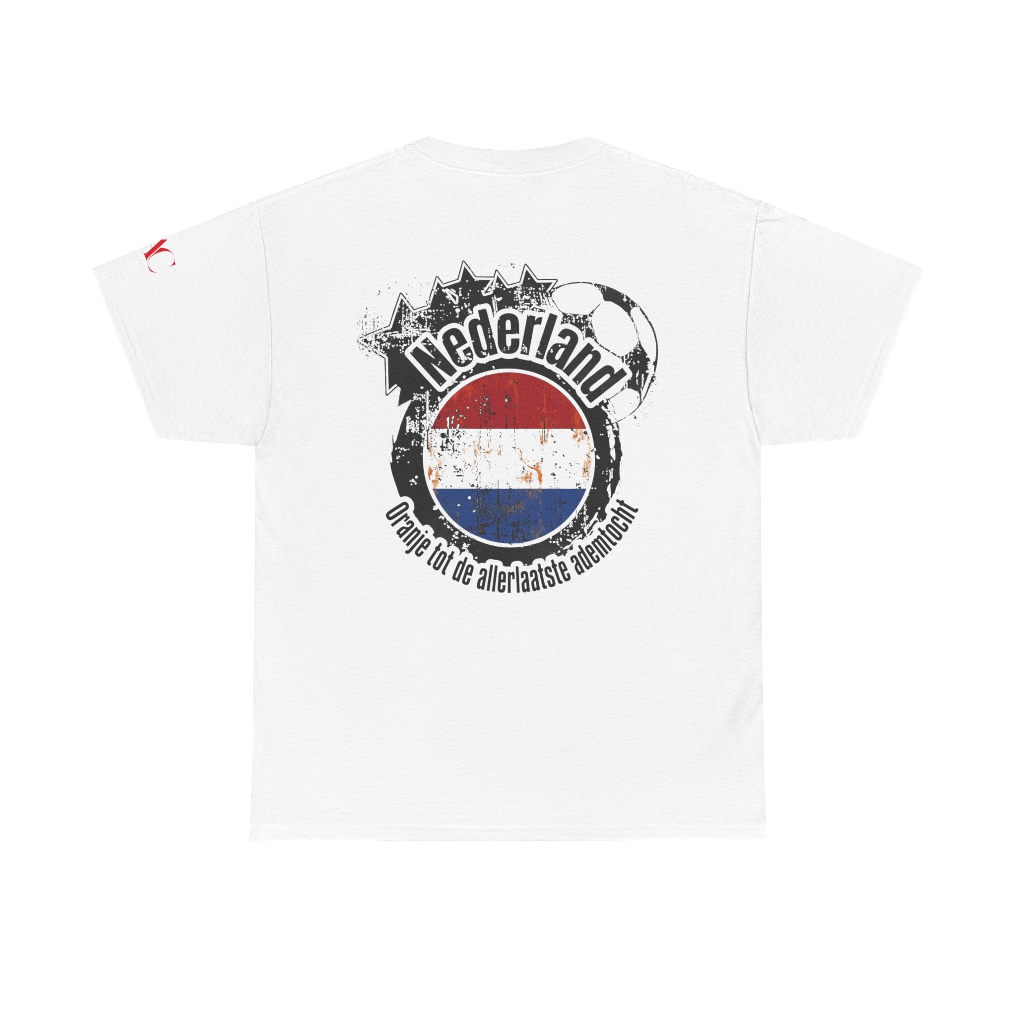 T-Shirt mit niederländischer Flagge im Pinselstrich-Design | Vintage-T-Shirt mit niederländischem Fußball-Wappen
