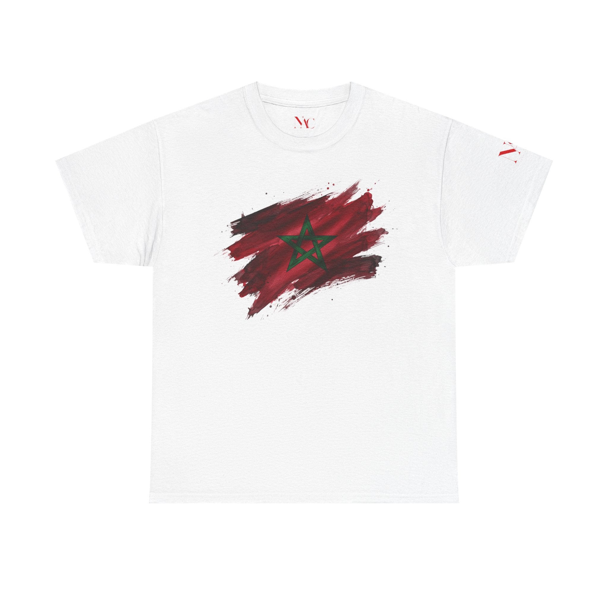 T-Shirt mit Marokko-Flagge im Pinselstrich-Design | Marokko-Fußball: Eine Nation, ein Traum