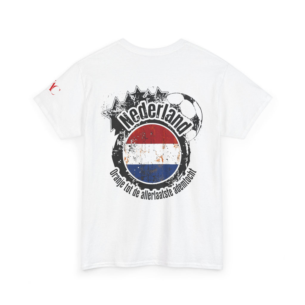 T-Shirt mit niederländischer Flagge im Pinselstrich-Design | Vintage-T-Shirt mit niederländischem Fußball-Wappen