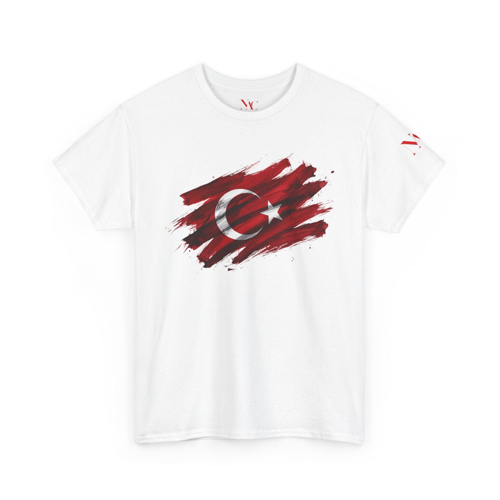 T-Shirt mit türkischer Flagge im Pinselstrich-Design | T-Shirt mit türkischem Fußball-Wappen