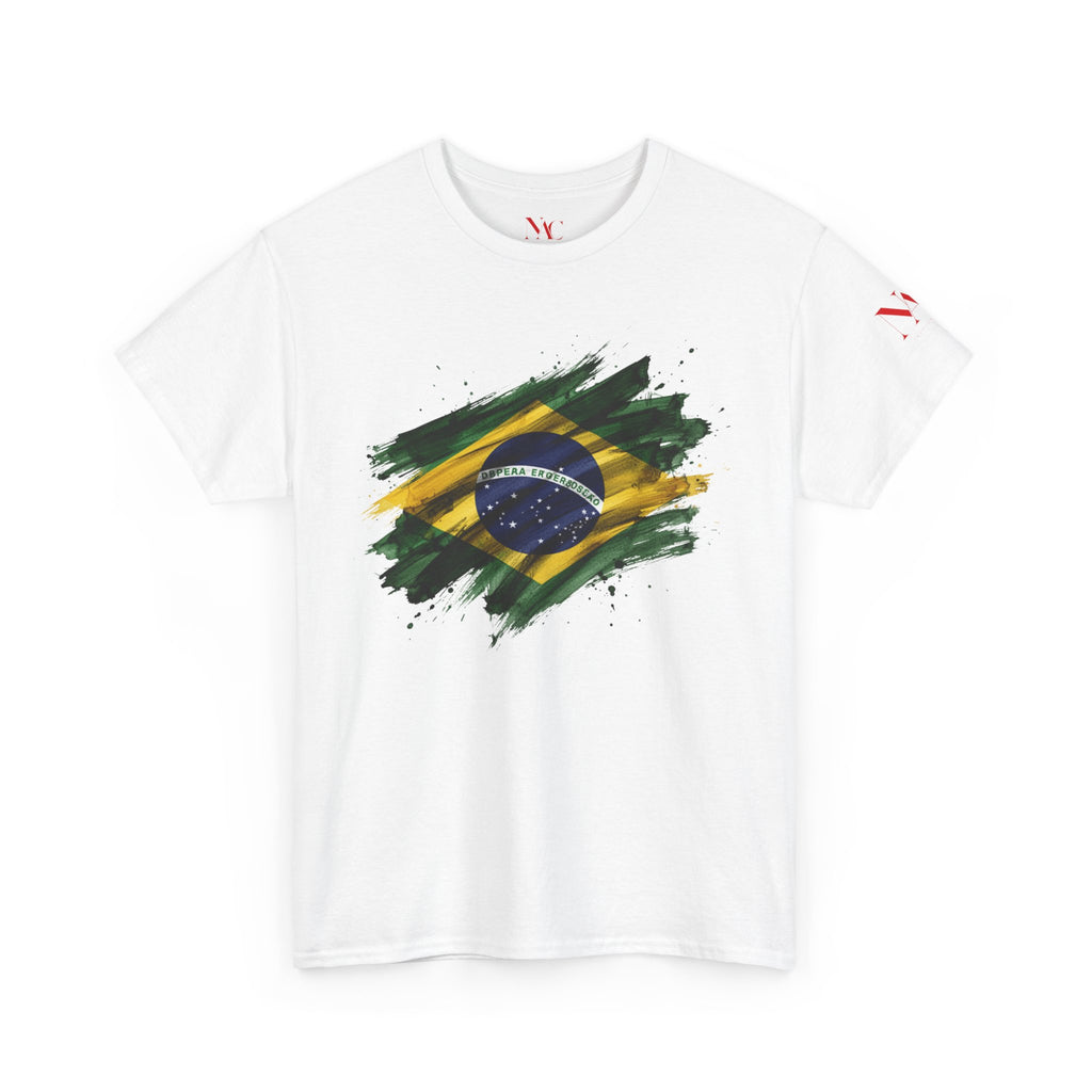 T-Shirt mit Brasilien-Flagge im Pinselstrich-Design | Grafik zu Karneval und Fußball in Brasilien