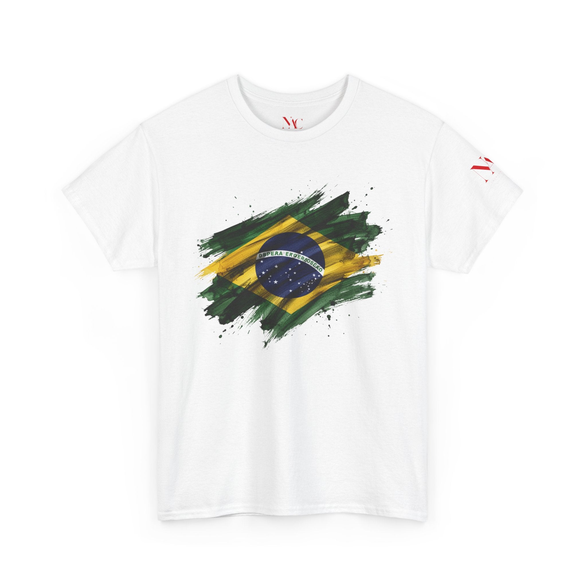 T-Shirt mit Brasilien-Flagge im Pinselstrich-Design | Grafik zu Karneval und Fußball in Brasilien