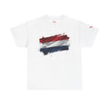 T-Shirt mit niederländischer Flagge im Pinselstrich-Design | Vintage-T-Shirt mit niederländischem Fußball-Wappen