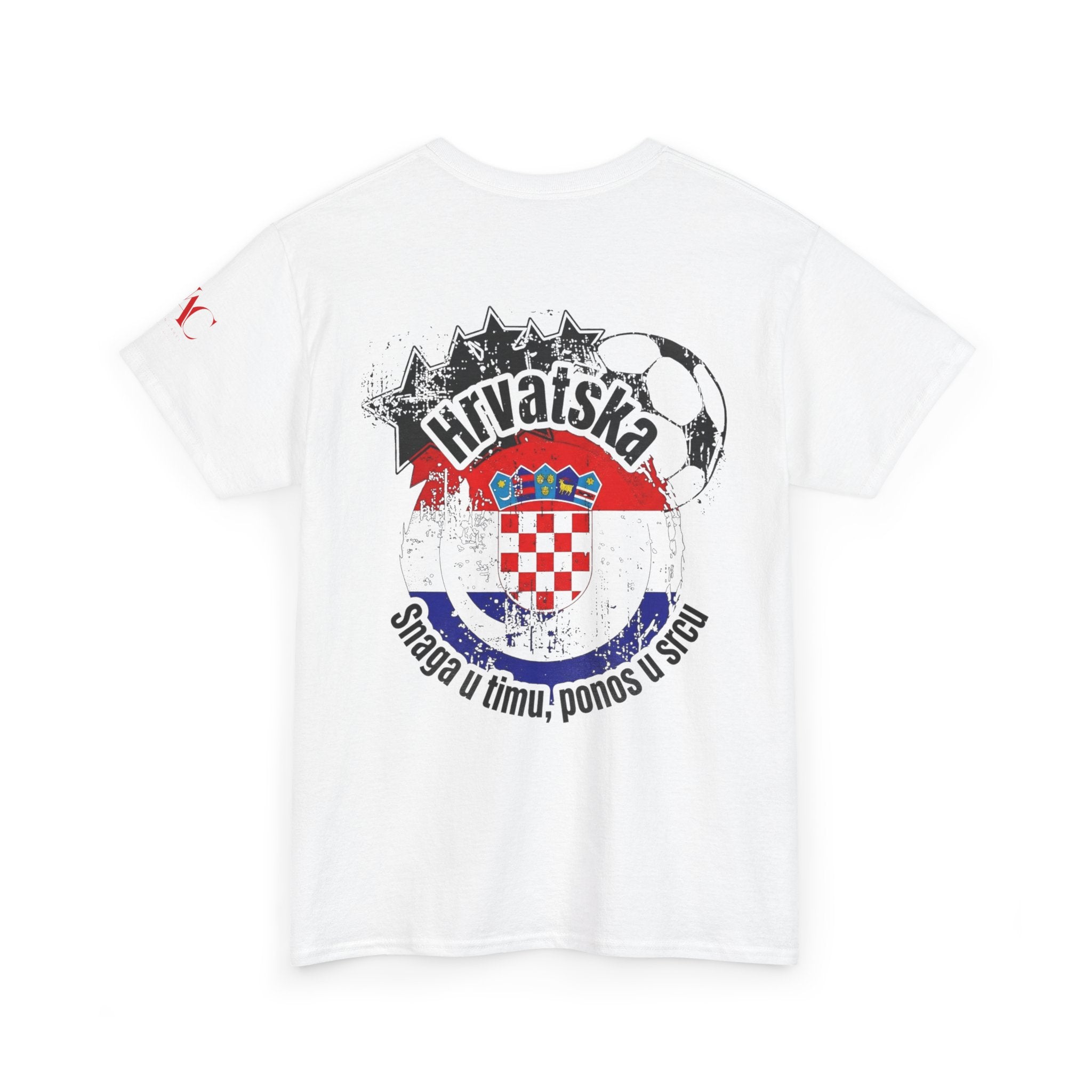 T-Shirt mit kroatischer Flagge im Pinselstrich-Design | Shirt mit kroatischem Fußball-Wappen