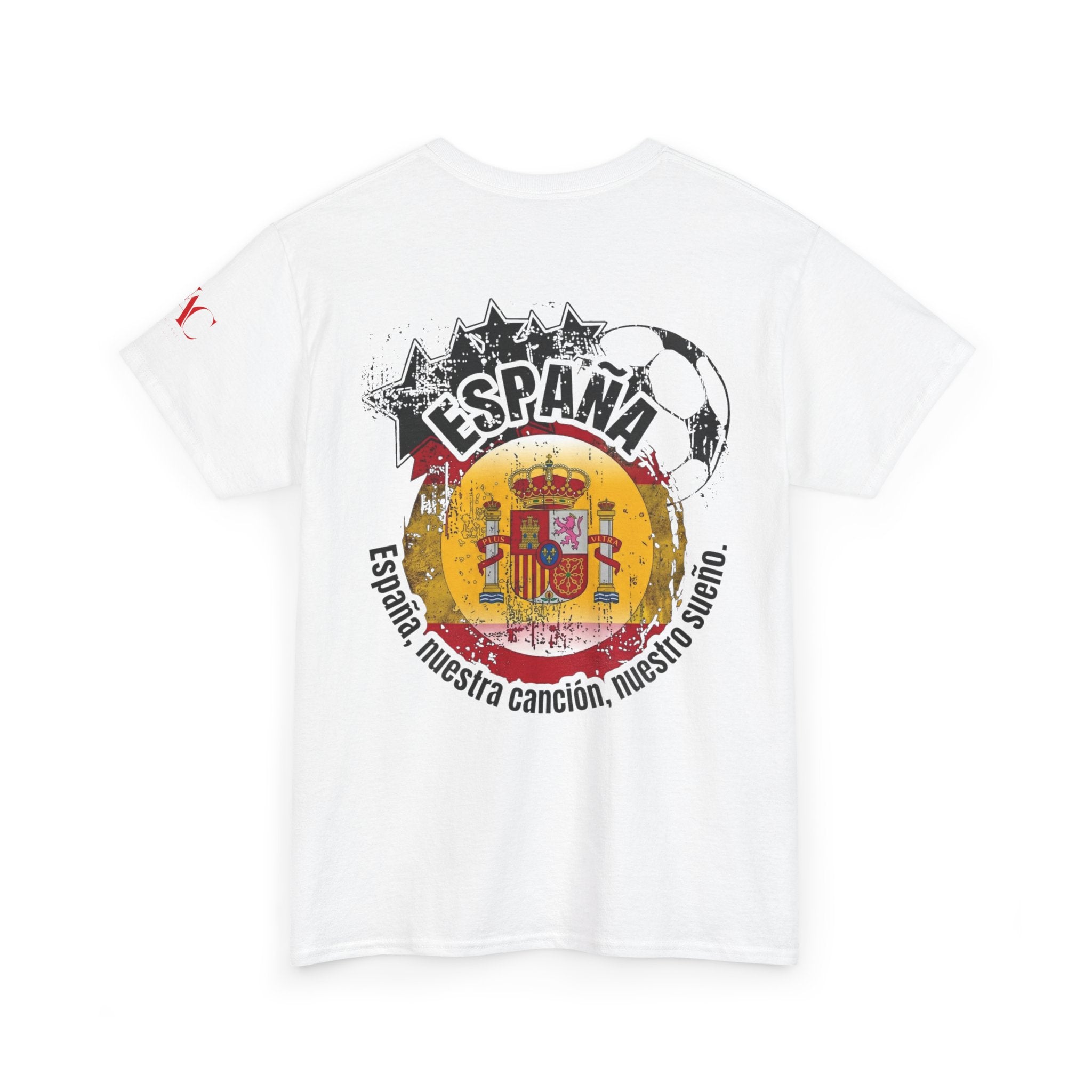 T-Shirt mit spanischer Flagge und Pinselstrich-Motiv | Fußball-Wappen Spaniens auf dem Rücken