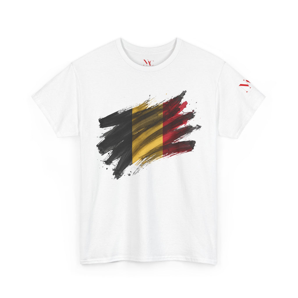 Belgium Flag Brushstroke Tee | Retro Belgium Soccer Crest T-Shirt
