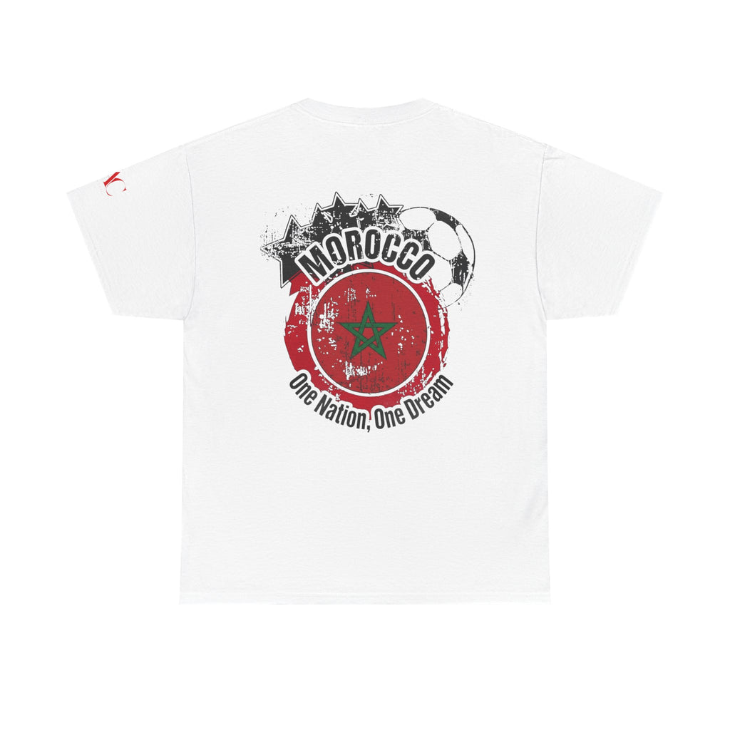 T-Shirt mit Marokko-Flagge im Pinselstrich-Design | Marokko-Fußball: Eine Nation, ein Traum
