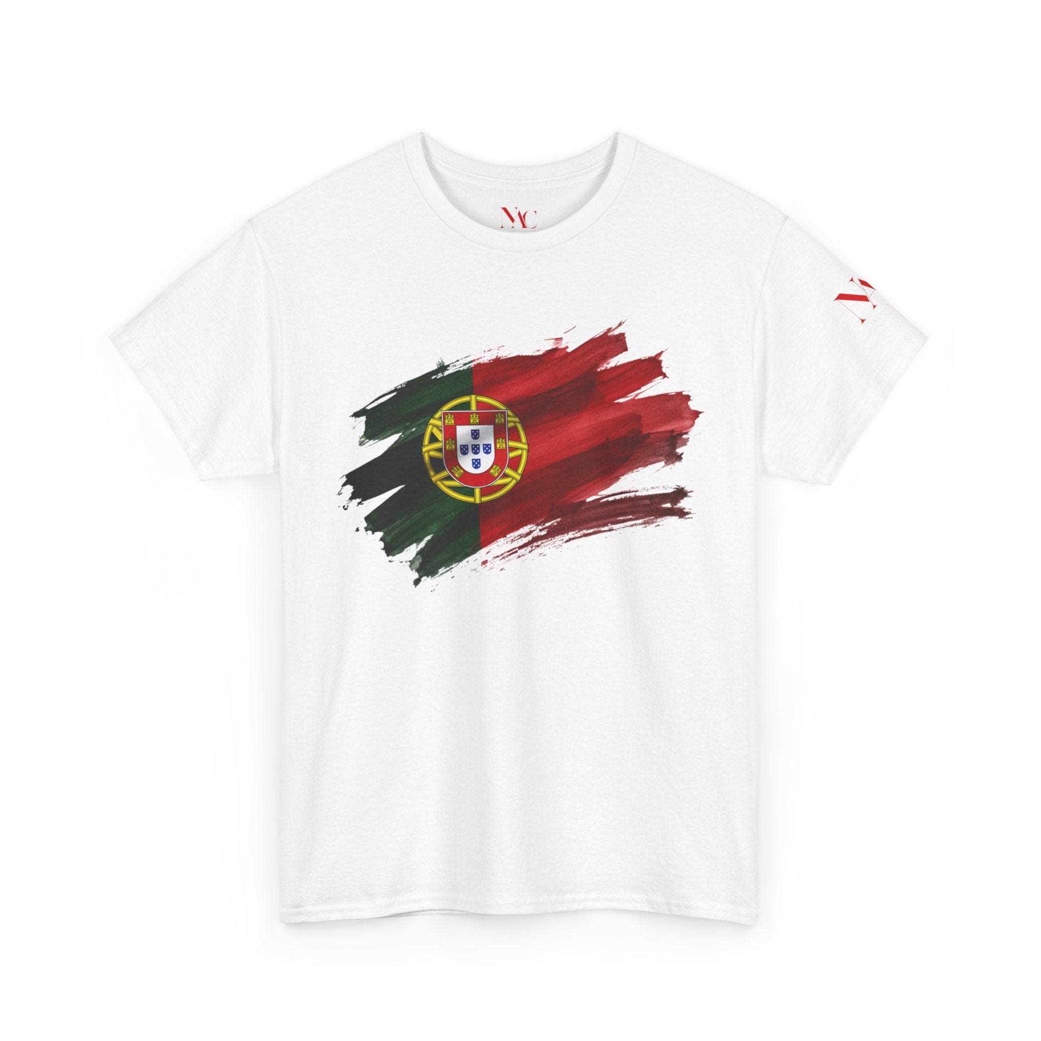 T-Shirt mit Portugal-Flagge im Pinselstrich-Design | T-Shirt mit Portugal-Fußballwappen