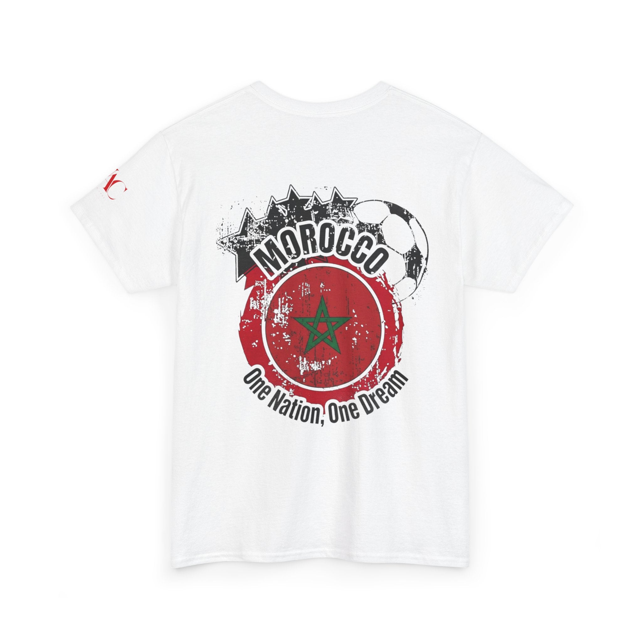 T-Shirt mit Marokko-Flagge im Pinselstrich-Design | Marokko-Fußball: Eine Nation, ein Traum